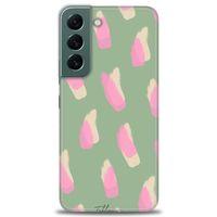 Samsung Galaxy S22 Kılıf HD Baskılı Kılıf - Pembe Krem + Tam Ekran Koruyucu