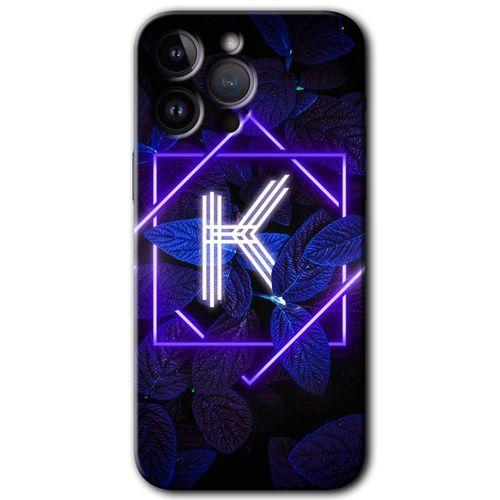 Potkal Hediye Fabrikası iPhone 14 Pro Max Kılıf HD Desen Baskılı Arka Kapak - Dark Neon Yaprak H Harfi