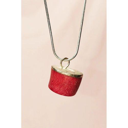 Mercan Doğal Taşı Zincirli El Yapımı Kolye Uç: 1,5 cm Zincir: 20 cm Kutulu