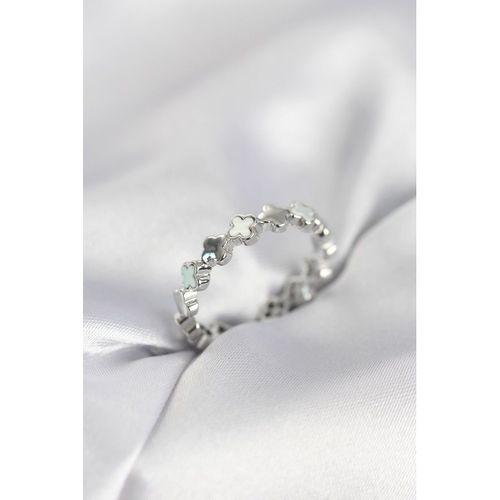 Gümüş Renk Sedefli Yonca Model Kadın Yüzük