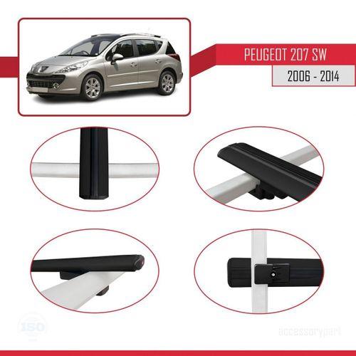 Peugeot 207 SW 2006-2014 Arası ile uyumlu Basic Model Ara Atkı Tavan Barı SİYAH 3 ADET