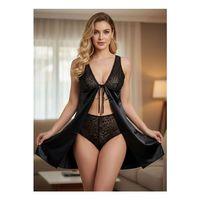 Siyah Saten Gecelik - M-341