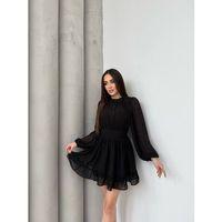 Kadın Yarım Balıkçı Yaka Kolları Transparan Astarlı Full şifon Elbise