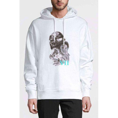 Wars VII Anakin Skywalker Baskılı Beyaz Erkek Kapşonlu Sweatshirt