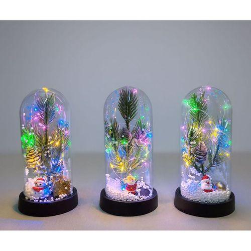 Yılbaşı Temalı Işıklı  Dekoratif Cam Fanus