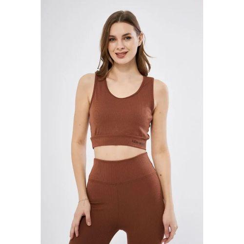 Fitilli Baskılı Crop - Kahve