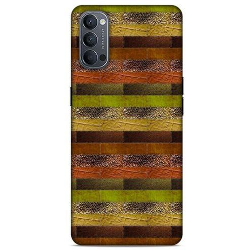 Oppo Reno 4 Kılıf Patchwork (48) Bumper Kılıf Kahve Yeşil