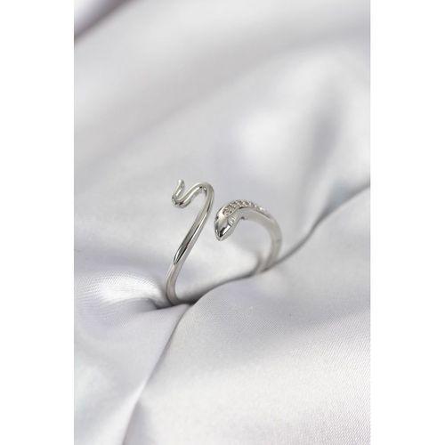 Gümüş Renk Yılan Model Zirkon Taşlı Kadın Yüzük