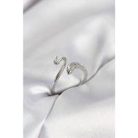 Gümüş Renk Yılan Model Zirkon Taşlı Kadın Yüzük