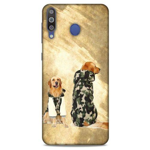 Samsung Galaxy M30 Kılıf Köpek Kıyafetleri (32) Soft Silikon Kılıf Golden Kapişonlu Polar
