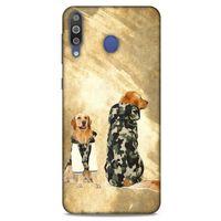 Samsung Galaxy M30 Kılıf Köpek Kıyafetleri (32) Soft Silikon Kılıf Golden Kapişonlu Polar
