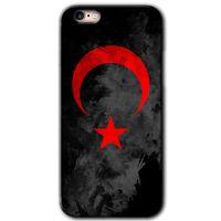 MRCİLETİSİM iPhone 6 Kılıf HD Desen Baskılı Arka Kapak + Mat Kobra Cam - Black Ayyıldız