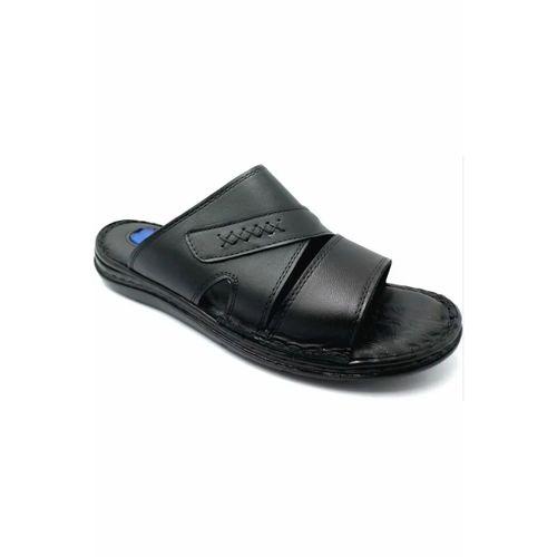 251 Siyah Erkek Jelli Kapalı Hakiki Deri Terlik