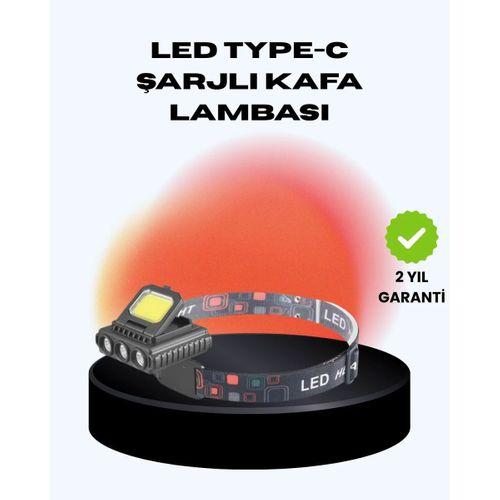 Cob + Xpe Led Kafa Feneri 800 Lumen Usb Type C Şarjlı Çok Modlu
