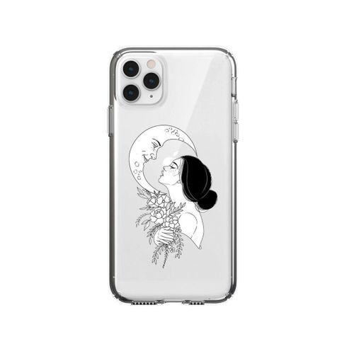 iPhone 11 Pro Max Moon & Women Tasarımlı Premium Şeffaf Silikon Kılıf