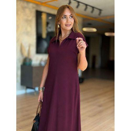 Kadın Kısa Kollu Yakalı Cepli Uzun Viskon Iki Iplik Elbise