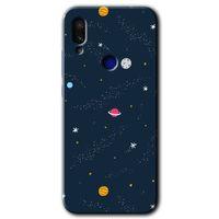 MRCİLETİSİM Xiaomi Redmi Note 7 Kılıf Baskılı Kapak - Çizim Gezegen + 5D Tam Kaplayan Cam
