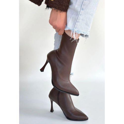 Orjen Kahverengi Cilt Streç Topuklu Bot