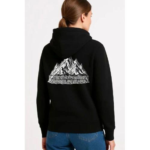 Nihilist Penguen Temalı Oversize Kapüşonlu Sweatshirt - Siyah