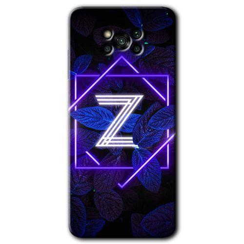 Poco x3 Pro Kılıf Baskılı Kapak - Dark Neon Yaprak Z Harfi + 5D Tam Kaplayan Cam