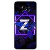 Poco x3 Pro Kılıf Baskılı Kapak - Dark Neon Yaprak Z Harfi + 5D Tam Kaplayan Cam