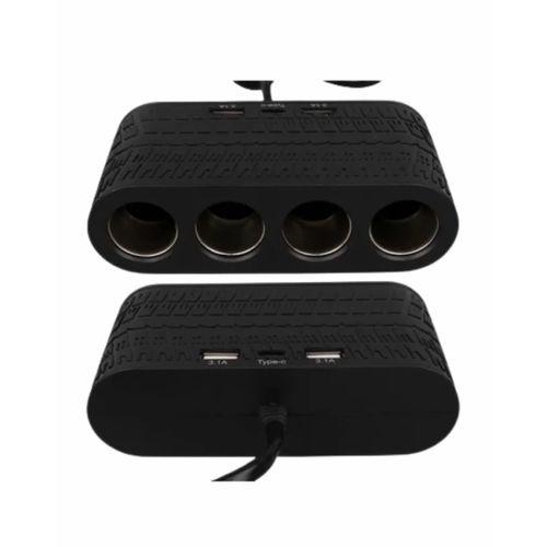 Araçlar İçin 4’lü Çakmak Çoklayıcı Type C Usb Ve Koruma Sistemli