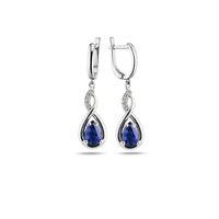 925 Ayar Su Damlası Safir Zirkon Taşlı Gümüş Küpe