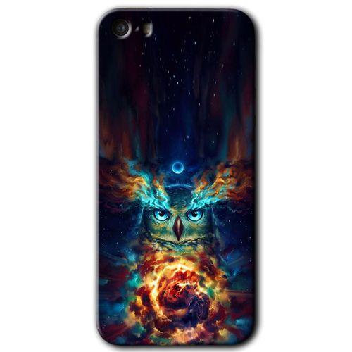 iPhone 5s HD Baskılı Kılıf + 9D Tam Ekran Koruyucu - Ballı Baykuş
