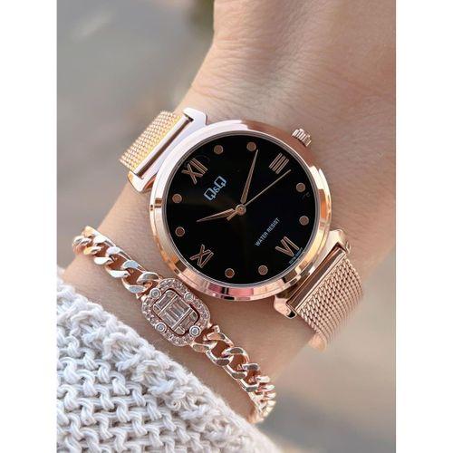 Q&Q Çelik Kordon 2 Yıl Garantili 3 Atm Suya Dayanıklı Kol Saati+Bileklik Hediyeli QQ.1001.R3