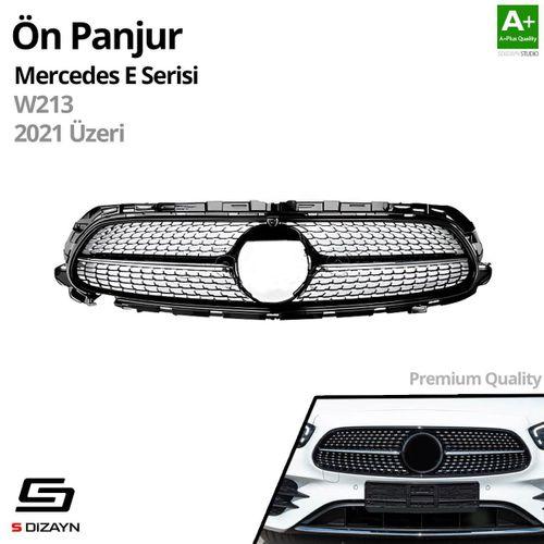 S-Dizayn Mercedes E-Class W213 Ön Panjur Parlak Siyah Piano Black Diamond Model 2021 Üzeri