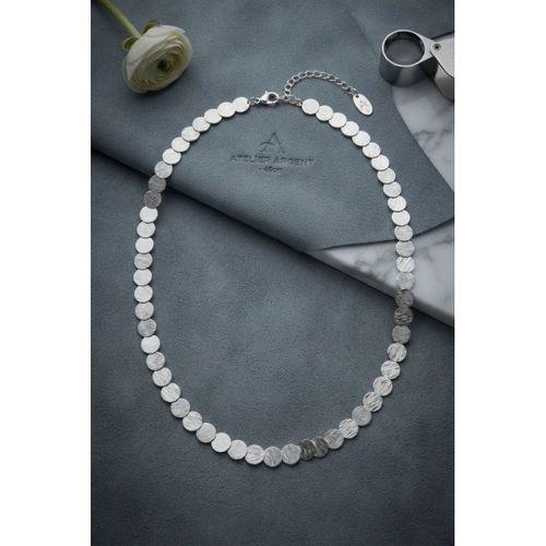 Plaka Model Gümüş Renk Pirinç Kadın Kolye