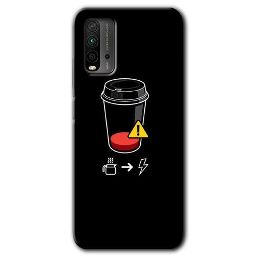 Redmi 9T Kılıf HD Desen Baskılı Arka Kapak - Coffee Battery