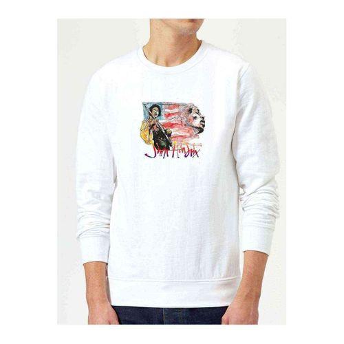 JIMI HENDRIX Baskılı Beyaz Erkek Sweatshirt