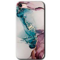 iPhone SE 2020 Kılıf Baskılı Kapak - Liquid Mermer +Tam Ekran Koruyucu