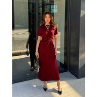 Kadın Kısa Kollu Bisiklet Yaka Yandan Bağlamalı Viskon Iki Iplik Elbise