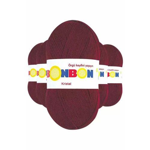5 Adet Kristal El Örgü Lif İpi Bordo 98220 - bonbon mudanis