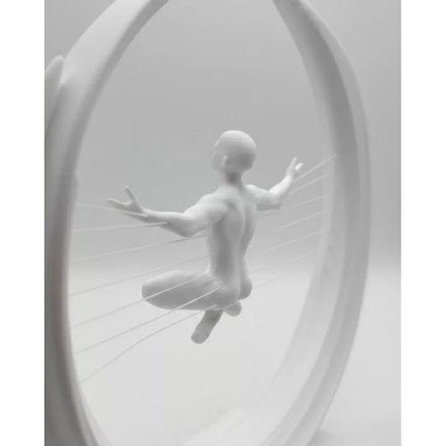 3d Zen Heykeli Beyaz Ay İçinde Meditasyon Figürü Dekoratif Obje