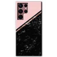 Potkal Hediye Fabrikası Samsung Galaxy S22 Ultra HD Baskılı Kılıf + 9D Tam Ekran Koruyucu - Yarım Mermer