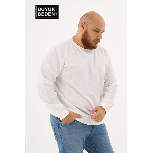 Erkek Büyük Beden Bisiklet Yaka ince Sweatshirt SPR24BSW56