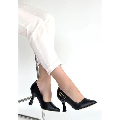 Cerin Siyah Cilt Topuklu Ayakkabı