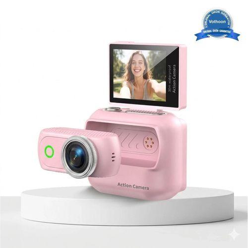 1080p Dijital Video Kamera  32gb  Kart Dijital Vlog Fotoğraf Makinesi  Türkçe Pembe