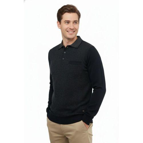 Erkek Polo Yaka Kazak Cepli Çelik Örgü Klasik Kalıp 5205F BGL-ST04850