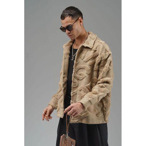 Oversize Önü Çıtçıt Kapamalı Astarsız Ve Cepsiz Peluş Ceket