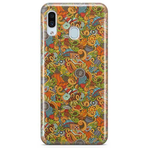 Samsung Galaxy A30 Kılıf Doodle Piknik Seti Arka Kapak Koruma Desenli Full Koruyucu