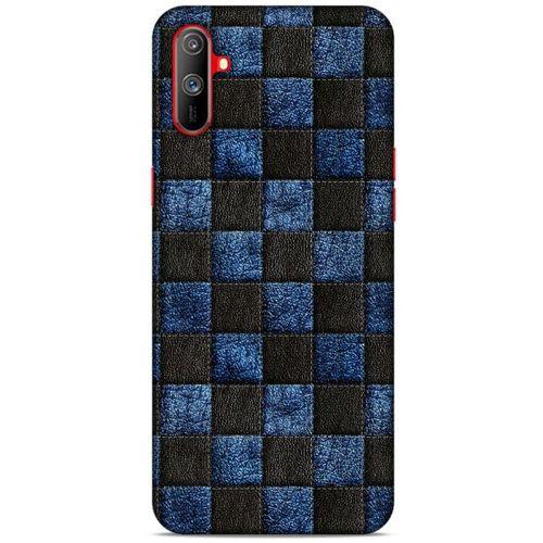 Oppo Realme C3 Kılıf Patchwork (9) Kılıf Siyah Mavi