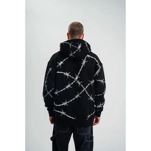 POLIZEI Premium Kalite Kapşonlu Varak Ve Pano Baskılı SweatShirt - Siyah