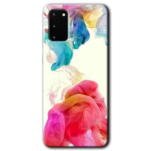 Samsung Galaxy S20 Kılıf HD Desen Baskılı Arka Kapak + Temperli Cam - Gökkuşağı Color