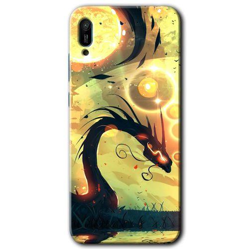 Huawei Y6 2019 Kılıf HD Desen Baskılı Arka Kapak + Temperli Cam - Digital Dragon