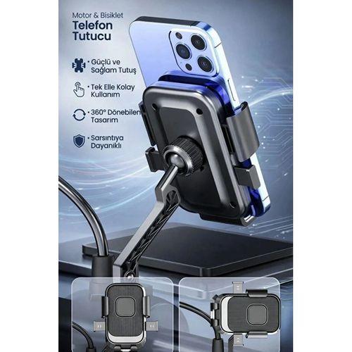 Xy-089 Motosiklet & Bisiklet Ayna Baglantılı Telefon Tutucu