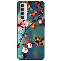 Lopard Oppo Reno 4 Pro Uyumlu Kılıf Bahar (45) Liquid Air Kılıf Beyaz Pembe Çiçek